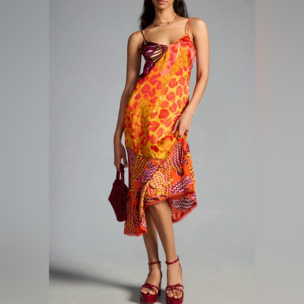 Farm Rio Printed Satin Slip Midi Dress - Picture 3 of 16